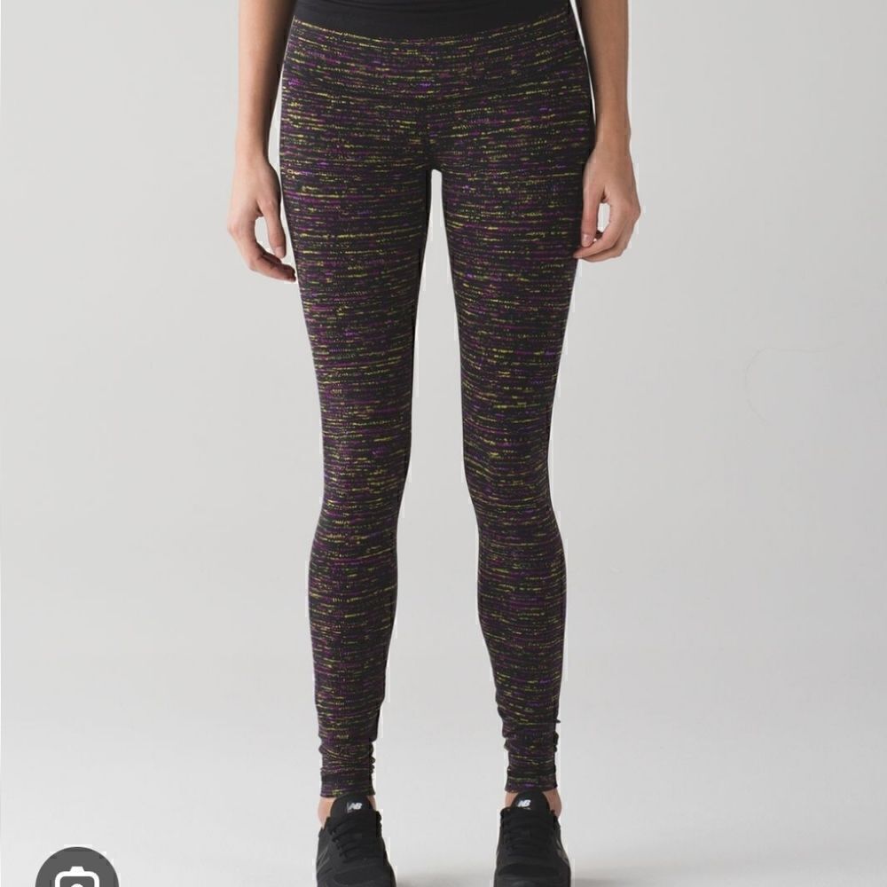 Lululemon Wunder Under Tweed Runner Aurora Leggings Purple Yellow Size 2